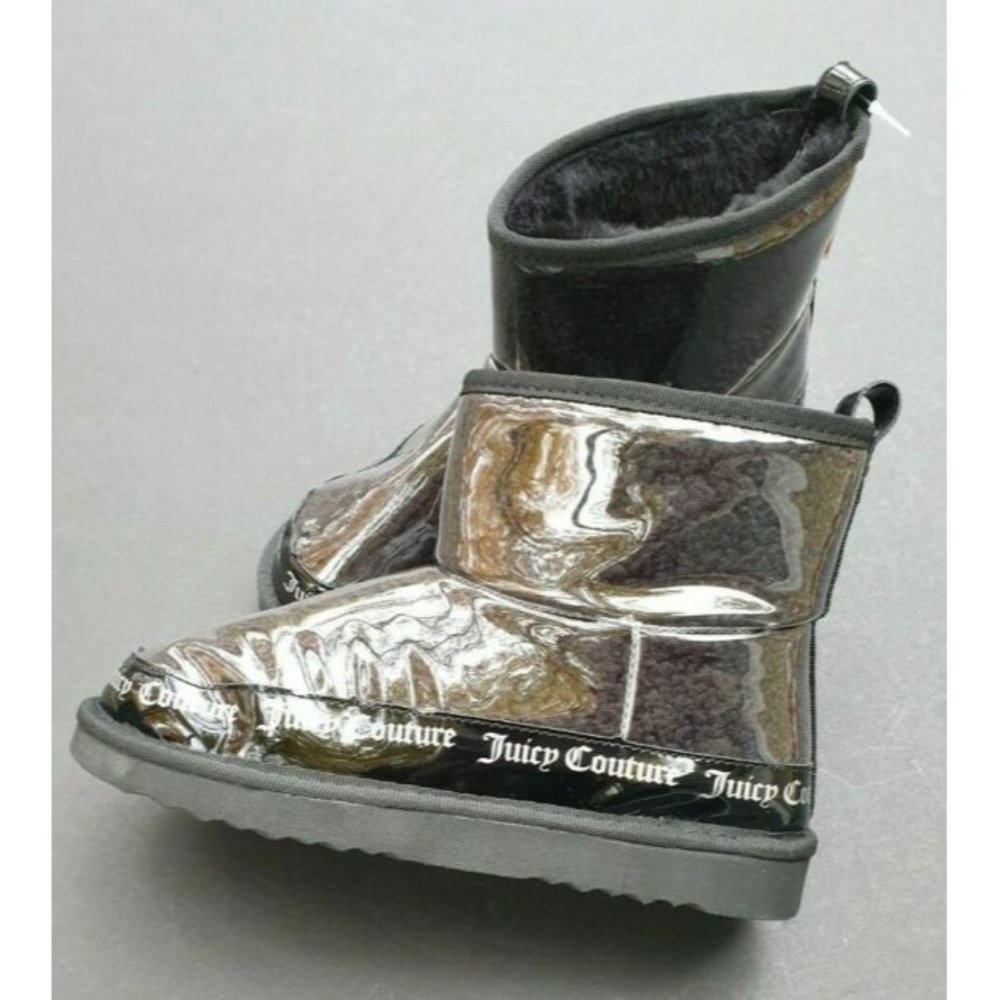 JUICY COUTURE SIZE 8 BOOTIE BOOTS BLACK KLASH CLEAR LOGO